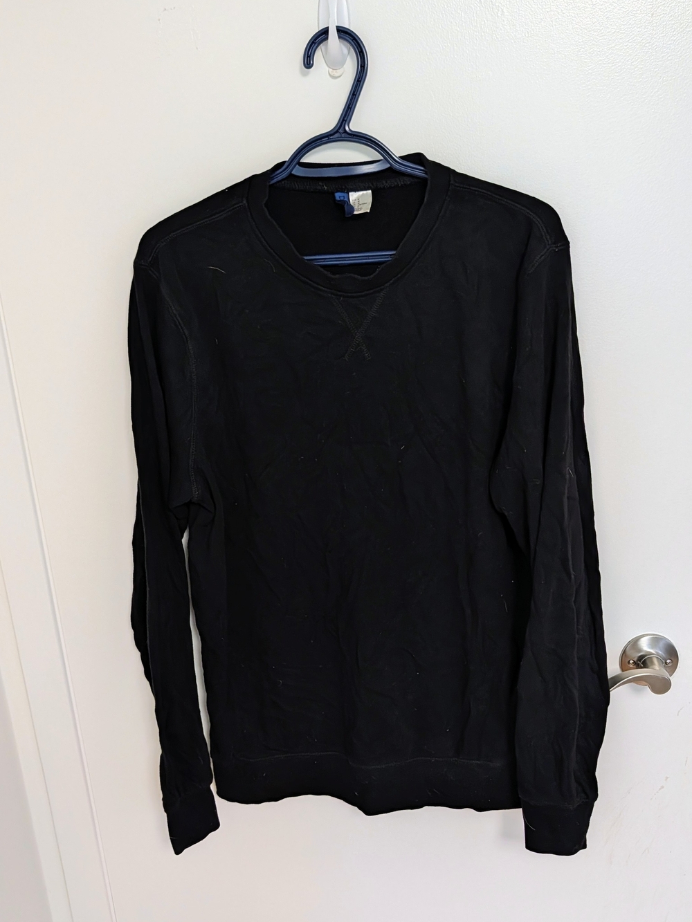 Black Divided Long Sleeve Crew Neck Sweater  - Men's Medium